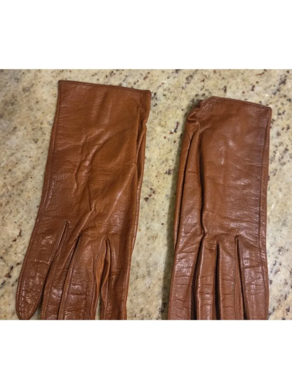 Vtg Womens Size S / 6.5 Brown Soft Kid Leather Silk Lined Formal Gloves France